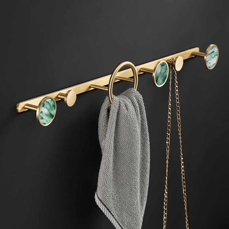 Luxury Bags Green - Green/White Brass Wall Mount Robe Hooks