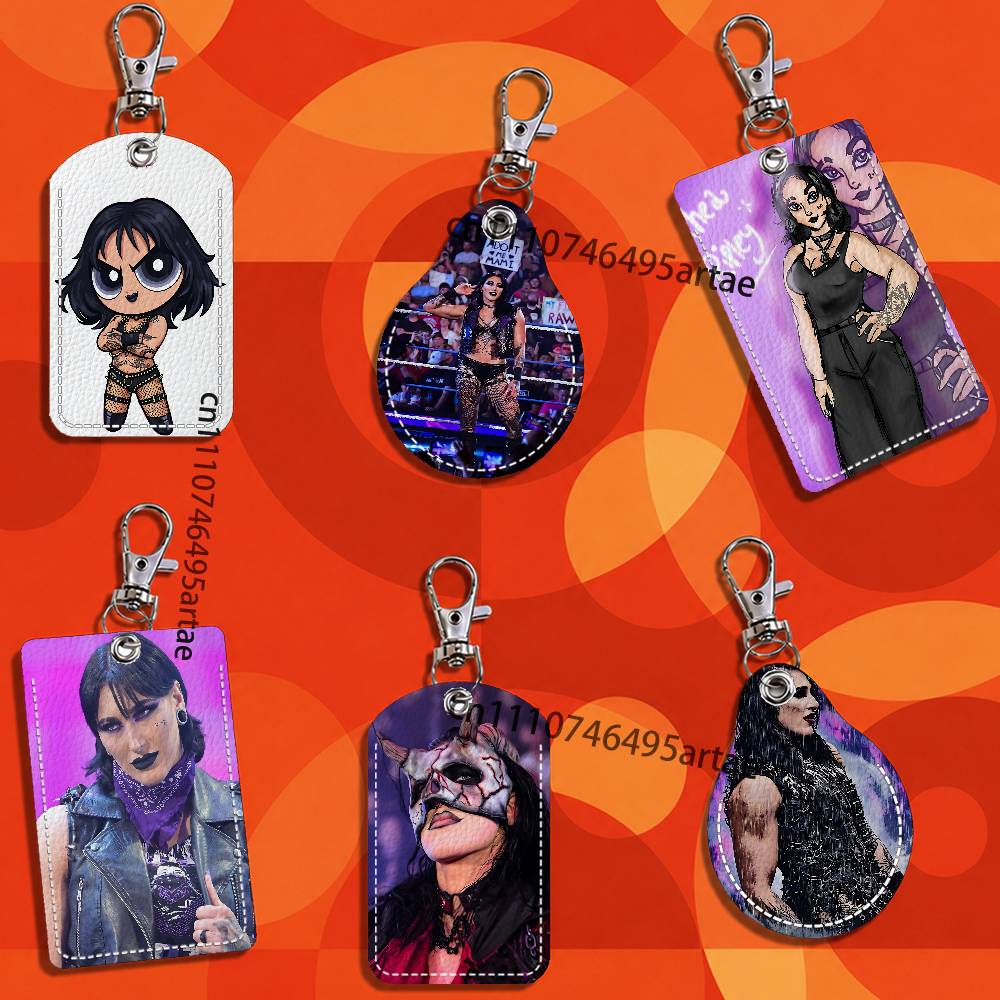 Key Holder Leather Pouch - Mami black Rhea Ripley Cartoon Singer