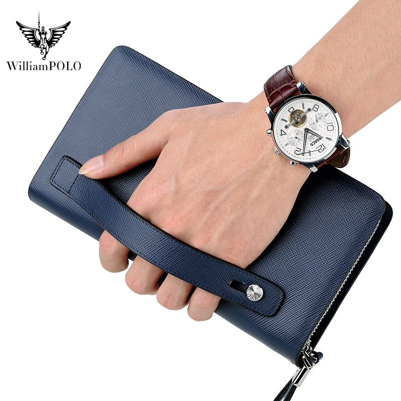 Key Holder Leather Pouch - WILLIAMPOLO Luxury Men's Leather Clutch Bag