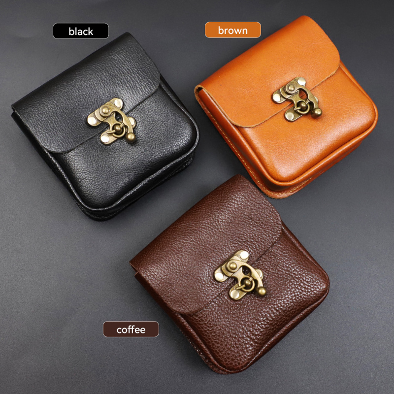Key Holder Leather Pouch - Soft Cowhide Small Waist Bag Genuine