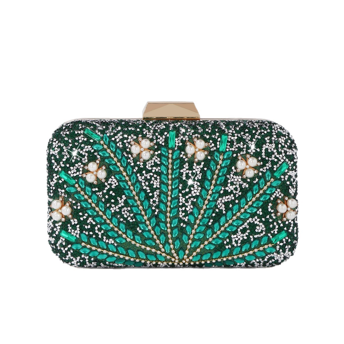 Luxury Bags Green - Luxury Rhinestone & Pearl Embellished Green