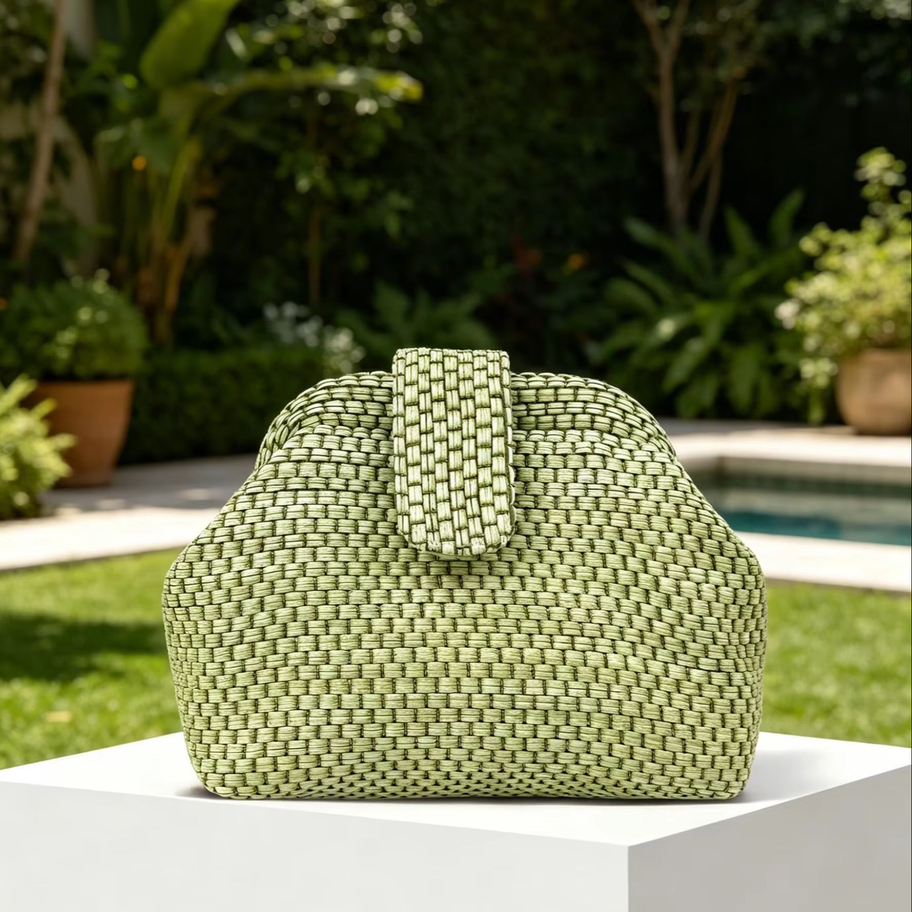 Luxury Bags Green - French-Style Light Luxury Hand-Woven Hard-Shell Light
