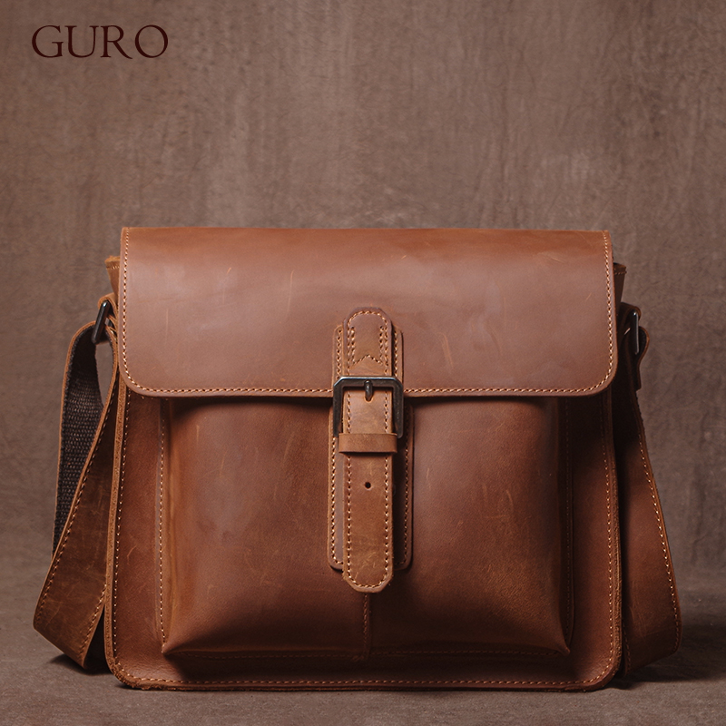 Luxury Bags For Men Brands - GURO Luxury Brand Genuine Leather Shoulder
