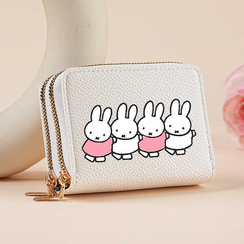 Key Holder Leather Pouch - Kawaii Miffys Rabbit Short Wallet for
