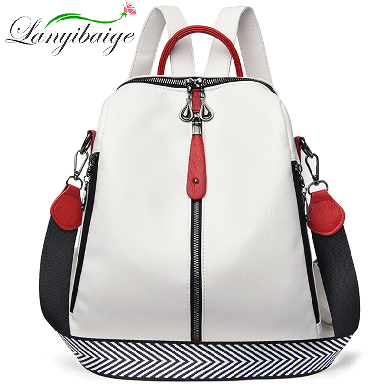 Key Holder Leather Pouch - Fashion Backpack Women Soft Leather Backpack
