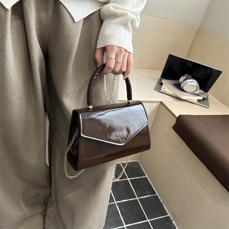 Top Handle Patent Bag - Women's Patent Leather Mini Handbag, Top