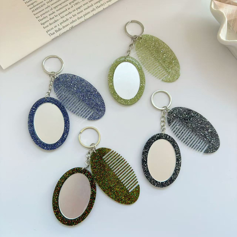 Oval Comb Mirror Keychain Pend - đánh giá và giá Luxury Bags Ysl