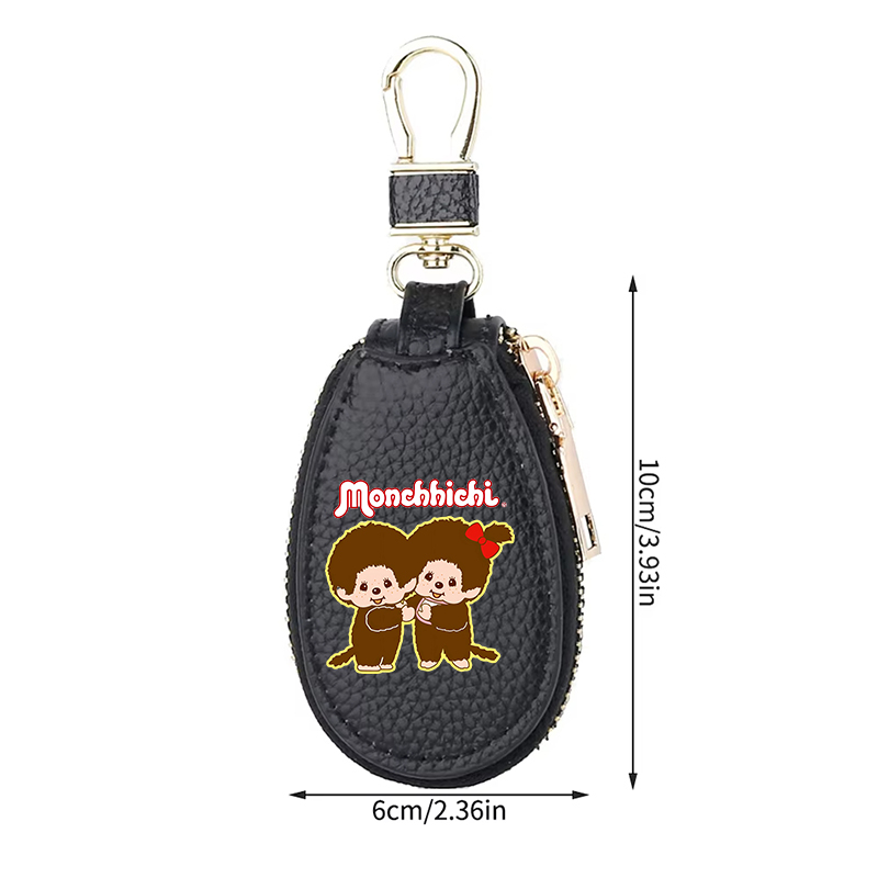 1pcs MONCHHICHI Leather Zipper - đánh giá và giá Key Holder Leather Pouch